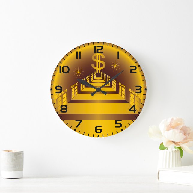 Grande Horloge Ronde Corridor de la Banque d'or - Finances du dollar (Créateur téléchargé)