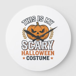 Grande Horloge Ronde Costume Halloween effrayant Citrouille Vecteur Vin
