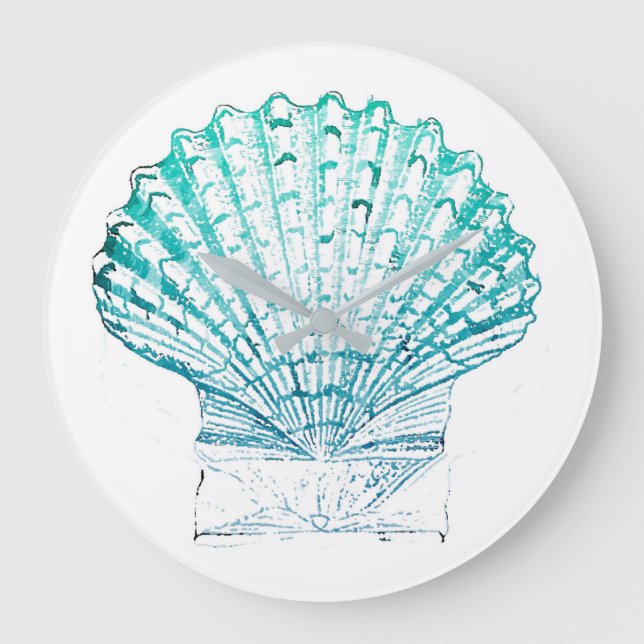 Grande Horloge Ronde coteau turquoise couleur bleu mermaid (Recto)