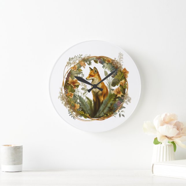 Grande Horloge Ronde Cottagecore Fox Vintage (Maison)