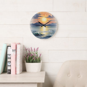 Grande Horloge Ronde Couche d'aquarelle