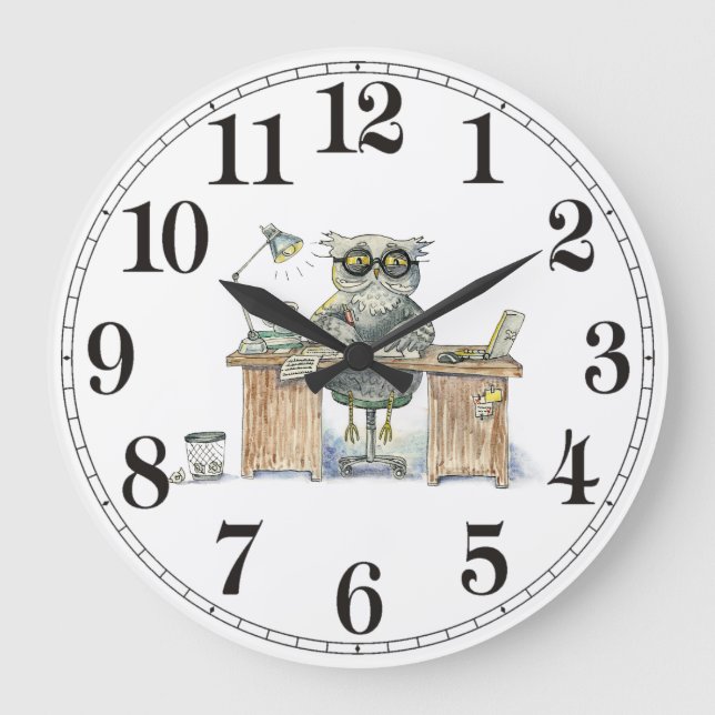 Grande Horloge Ronde Couche-tard de bourreau de travail (Recto)