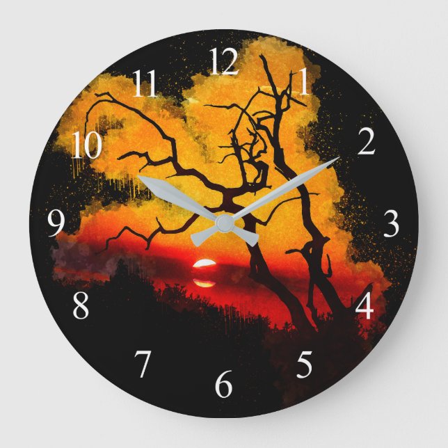 Grande Horloge Ronde Coucher de soleil africain Nightsky (Recto)