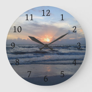 Grande Horloge Ronde Coucher de soleil sur l'océan Photo 79