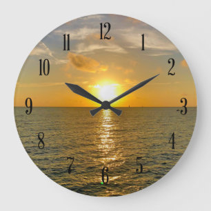 Grande Horloge Ronde Coucher du soleil de vue d'océan