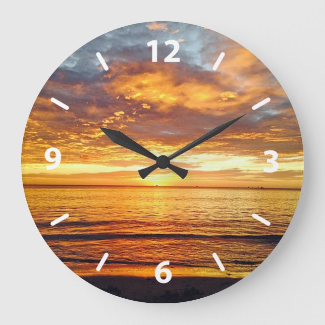 Grande Horloge Ronde Coucher du soleil tropical exotique, plage de (Recto)