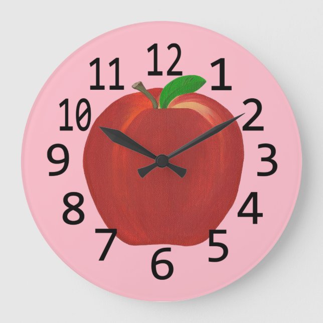 Grande Horloge Ronde Couches murales personnalisées Feuilles de pomme r (Recto)