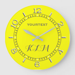 Grande Horloge Ronde Couleur canari-Jaune Facilement Personnalisée