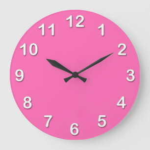 Grande Horloge Ronde Couleur solide : Rose chaud #2