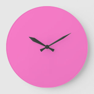 Grande Horloge Ronde Couleur solide rose néon   Classique