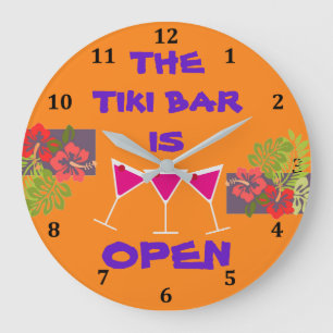 Grande Horloge Ronde Couleur tropicale de coutume de cocktails de