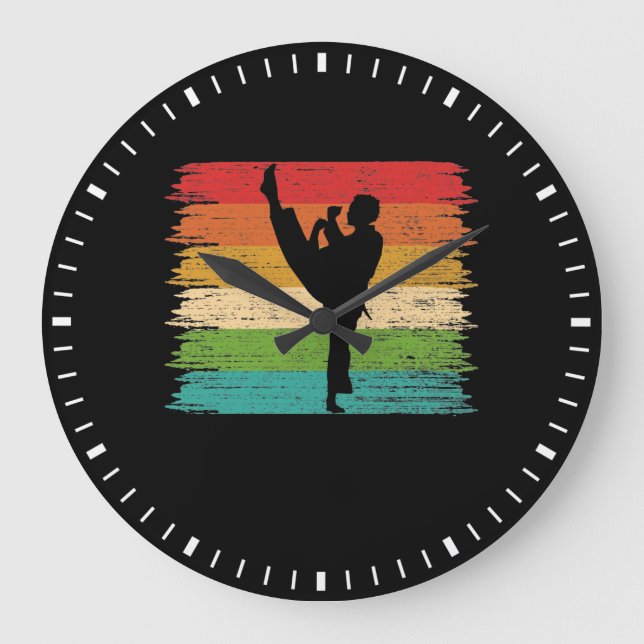 Grande Horloge Ronde Couleurs de ceinture karaté Silhouette (Recto)