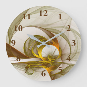 Grande Horloge Ronde Couleurs Métalliques Précieuses Abstraites Moderne