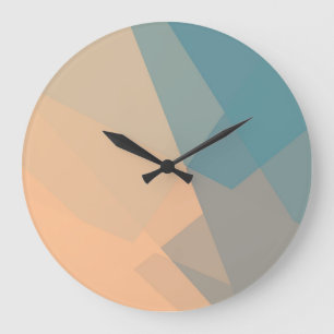 Grande Horloge Ronde Couleurs Rétro Modernes Géométrique #20