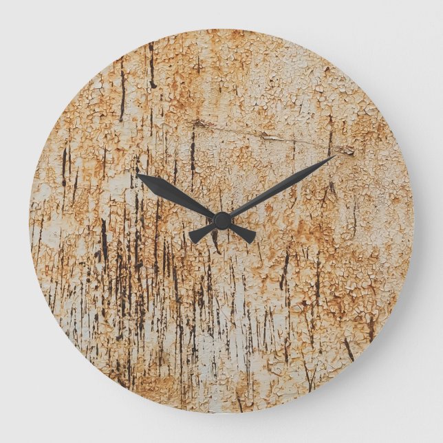 Grande Horloge Ronde Couleurs rustiques entrelacées dans une texture mé (Recto)