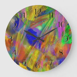 Grande Horloge Ronde Couleurs sous verre vers l'arrière