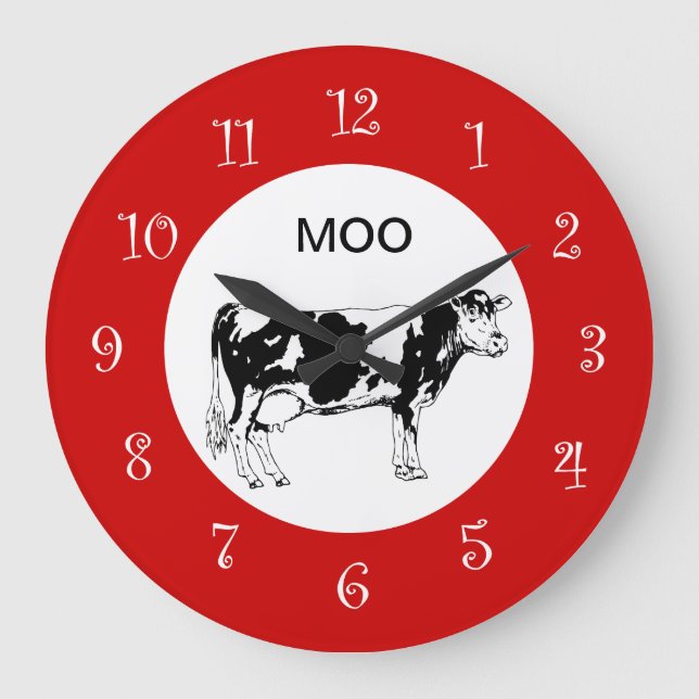 Grande Horloge Ronde Country Cow Kitchen Wall Clocks (Recto)