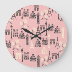 Grande Horloge Ronde Coup de Mur de Paris rose