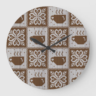 Grande Horloge Ronde Coupes d'hiver confites : motif de boisson chaude.