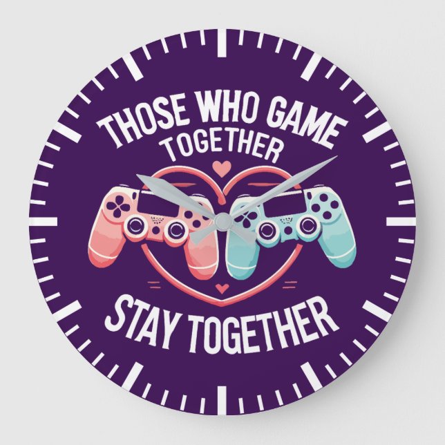 Grande Horloge Ronde Couples Qui Jouent Ensemble - Gaming Coupe Amateur (Recto)