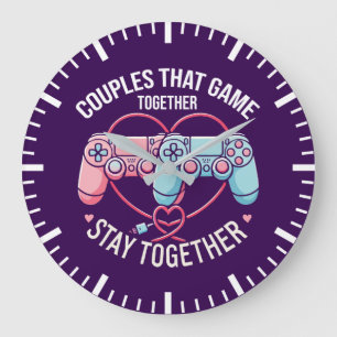 Grande Horloge Ronde Couples Qui Jouent Ensemble - Gaming Coupe Amateur