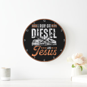 Grande Horloge Ronde Courez sur Diesel et Jésus" Trucker