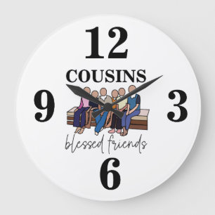 Grande Horloge Ronde Cousins Bienheureux Amis Famille Réunion