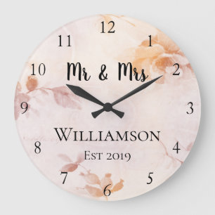 Grande Horloge Ronde Coutume florale antique personnalisée par cru
