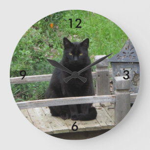 Grande Horloge Ronde Couverture murale du pont de chat noir