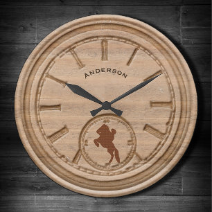 Grande Horloge Ronde Cow-boy de Rustic Western
