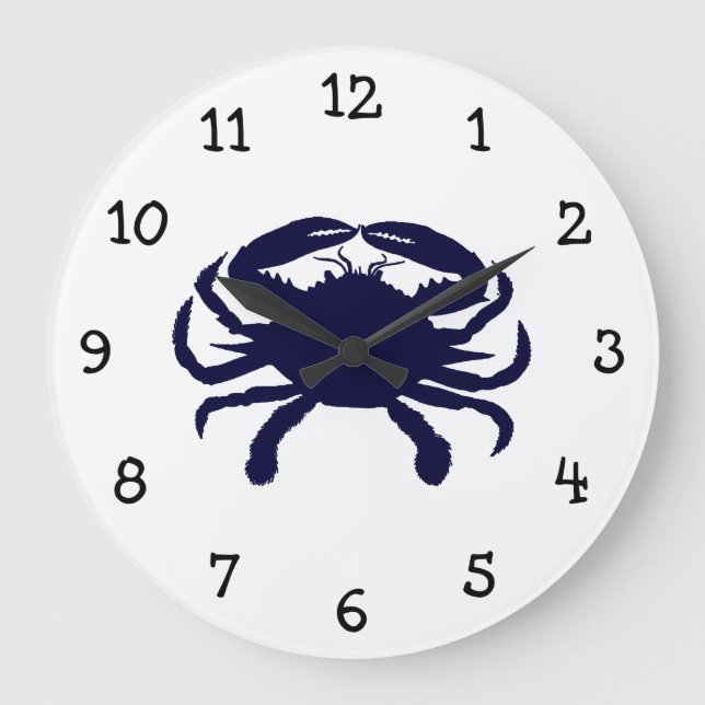 Grande Horloge Ronde Crabe bleu foncé (Recto)