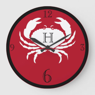 Grande Horloge Ronde Crabe noir blanc noir monogrammétrique
