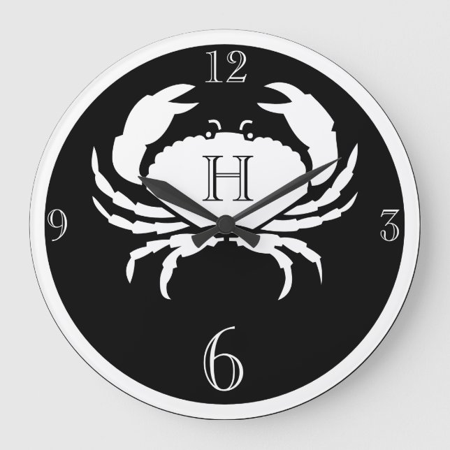 Grande Horloge Ronde Crabe noir et blanc monogramtical (Recto)