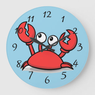 Grande Horloge Ronde crabe rouge animated mignon