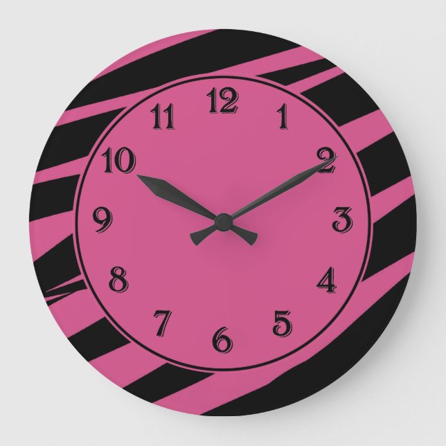 Grande Horloge Ronde Cranberry Pink and Black Zebra (Recto)