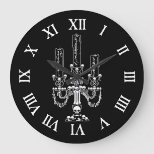 Grande Horloge Ronde Crâne Candelabra