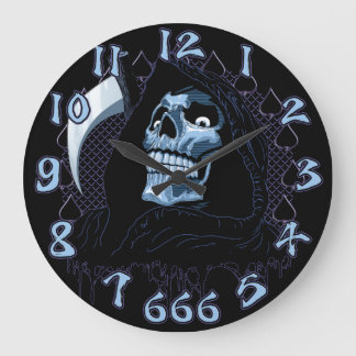 Grande Horloge Ronde Crâne de faucheuse
