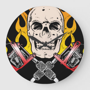 Grande Horloge Ronde Crâne de tatouage