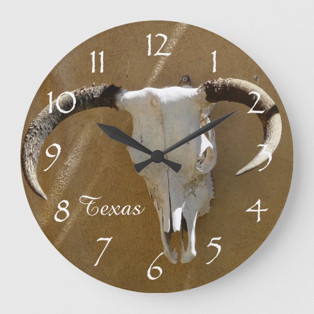 Grande Horloge Ronde Crâne de vache au Texas (Recto)