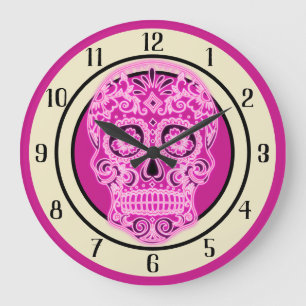 Grande Horloge Ronde Crâne décoratif