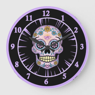 Grande Horloge Ronde Crâne pourpre de sucre