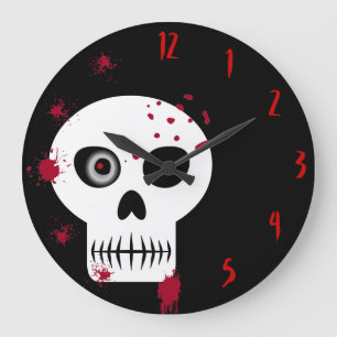 Grande Horloge Ronde Crâne sanglant