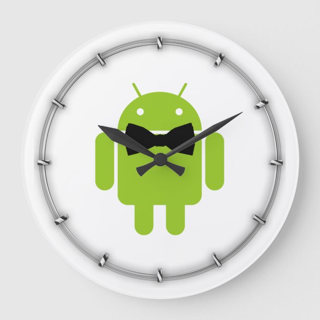 Grande Horloge Ronde Cravate Formelle Bow Android Robot Icon (Recto)