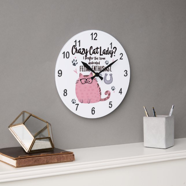 Grande Horloge Ronde Crazy Cat Lady? Funny Cat Lover Gift  (Bureau)