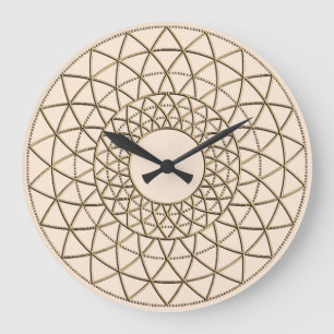 Grande Horloge Ronde Cream Metallic Circle Pattern Acrylic Wall Clock