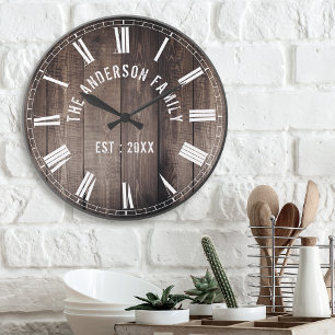 Grande Horloge Ronde Create Your Custom Family Nom Rustic Farmhouse