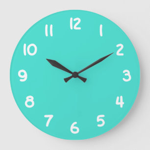 Grande Horloge Ronde Create Your Own Turquoise and White Numbers