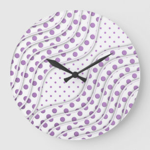 Grande Horloge Ronde Création amusante à pois violets