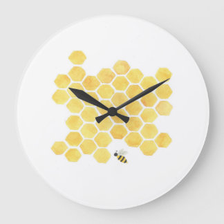 Grande Horloge Ronde crèche jaune de cuisine d'horloge murale d'abeille