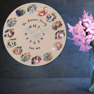 Grande Horloge Ronde Créer un collage de photos de famille personnalisé